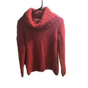VTG Marisa Christina Angora Cable Knit Turtleneck Sweater M Red Hygge Minimalist